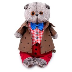 Мягкая игрушка Basik&Co Кот Басик в костюме с бантом 19 см