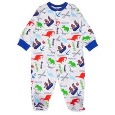 Комбинезон Веселый Малыш размер 74, серый/динозаврики