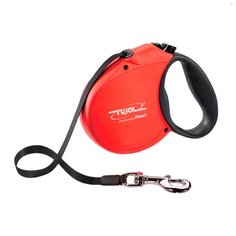 Поводок-рулетка для собак Triol Standard Soft M ленточный красный 5 м