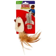 Игрушка для кошек KONG Мышь полевка с перьями с тубом кошачьей мяты (NM42) белый