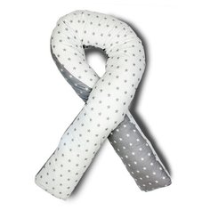 Подушка Body Pillow для беременных U холлофайбер, с наволочкой из хлопка белый/серый в звездах