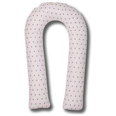 Подушка Body Pillow для беременных U холлофайбер, с наволочкой из хлопка белый в серых звездах