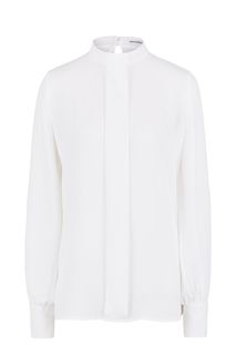 Блуза белого цвета из шелка и хлопка Mondigo