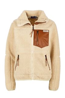 Легкая куртка бежевого цвета с кожаными вставками Polo Ralph Lauren