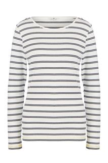 Белый хлопковый джемпер в синюю полоску Tom Tailor