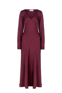 Атласное платье с длинными рукавами Alisia HIT