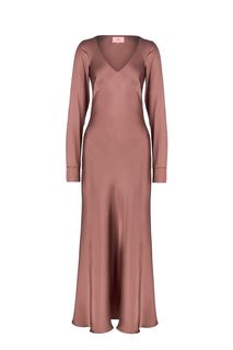 Атласное платье с длинными рукавами Alisia HIT