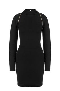 Короткое черное платье с молниями Armani Exchange