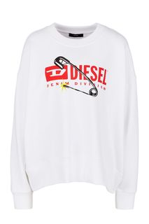 Белый хлопковый свитшот оверсайз Diesel