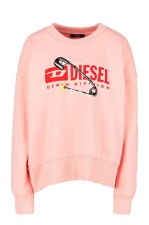 Розовый свитшот из хлопка с принтом Diesel