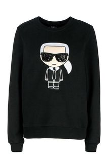 Черный хлопковый свитшот с вышивкой Karl Lagerfeld