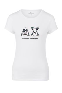 Хлопковая футболка с декоративной отделкой Armani Exchange