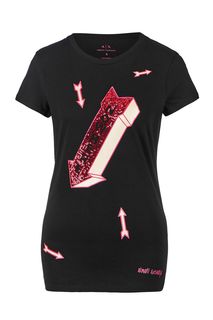 Хлопковая футболка с отделкой пайетками Armani Exchange