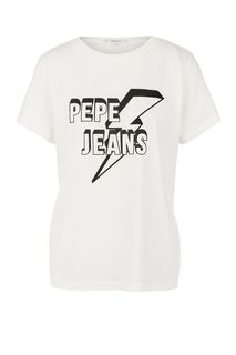 Белая футболка с отделкой стразами Pepe Jeans