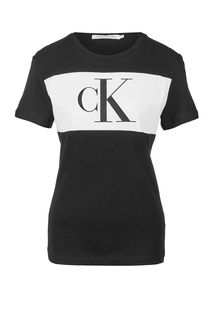 Футболка из хлопка с монограммой бренда Calvin Klein Jeans