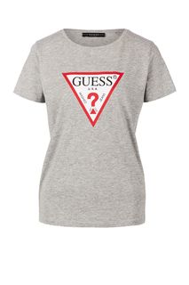 Хлопковая футболка с логотипом бренда Guess