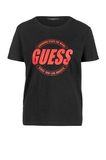 Черная футболка с логотипом бренда Guess
