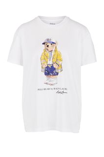 Белая хлопковая футболка с принтом Polo Ralph Lauren