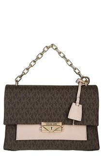 Маленькая коричневая сумка с монограммой бренда Cece Michael Michael Kors