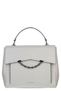 Сумка серого цвета из гладкой кожи Karl Lagerfeld