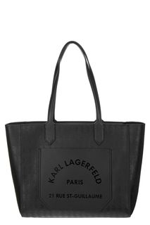Вместительная кожаная сумка с одним отделом на молнии Karl Lagerfeld