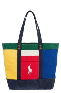 Вместительная разноцветная сумка из хлопка Polo Ralph Lauren