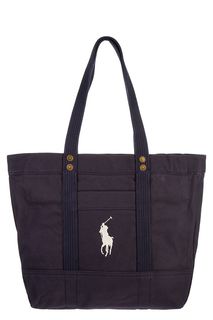 Вместительная сумка из хлопка с длинными ручками Polo Ralph Lauren