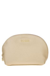 Золотистая косметичка с одним отделом на молнии Guess