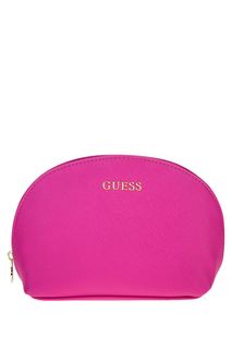 Косметичка цвета фуксии с одним отделом на молнии Guess
