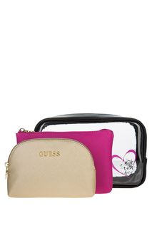 Набор из трех косметичек на молниях Guess