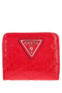 Кошелек красного цвета на молнии Guess