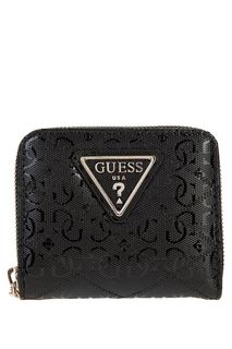 Кошелек черного цвета на молнии Guess