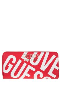 Кошелек красного цвета с тремя отделами для купюр Guess