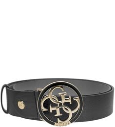 Черный ремень с круглой пряжкой Guess
