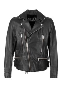 Черная кожаная куртка косуха Diesel
