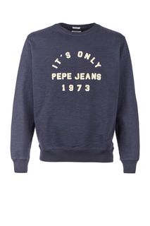 Синий свитшот из хлопка с нашивками Pepe Jeans