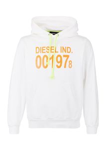 Хлопковая толстовка белого цвета с капюшоном Diesel