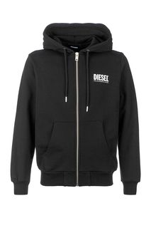 Черная хлопковая толстовка на молнии Diesel