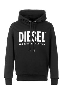 Черная хлопковая толстовка с капюшоном Diesel