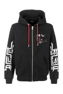 Черная хлопковая толстовка с капюшоном Diesel