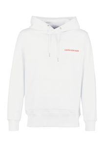 Белая хлопковая толстовка с капюшоном Calvin Klein Jeans