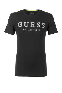 Хлопковая футболка с контрастным принтом Guess