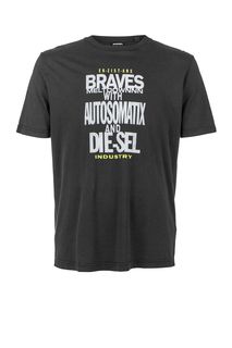 Черная хлопковая футболка с принтом Diesel