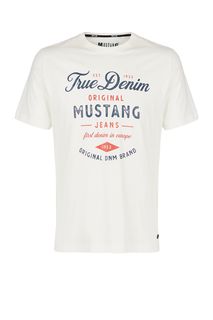 Белая хлопковая футболка с принтом Mustang