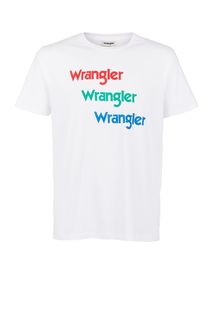 Белая хлопковая футболка с принтом Wrangler