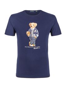 Плотная хлопковая футболка синего цвета Polo Ralph Lauren
