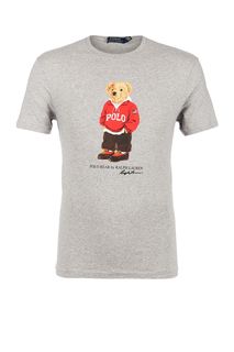 Плотная хлопковая футболка серого цвета Polo Ralph Lauren