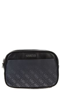 Клатч черного цвета с монограммой бренда Guess