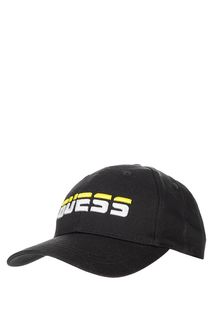 Хлопковая бейсболка черного цвета с вышивкой Guess