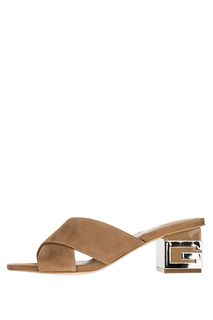 Бежевые замшевые мюли на каблуке Guess